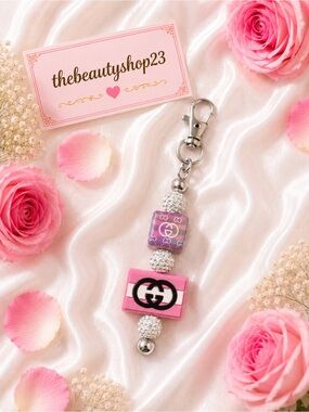 Handmade G G Pink & Purple Boujee Bag Charm
